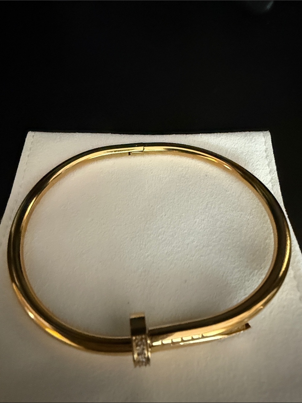 Gold-Tone Nail Bangle Bracelet with Crystal Accents - Picture 4 of 7